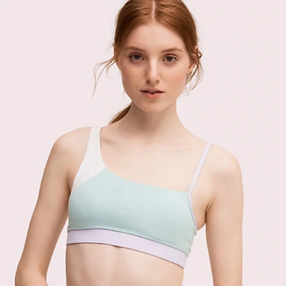 NWT Kate Spade: Large Green & White Strap Sports Workout Bra